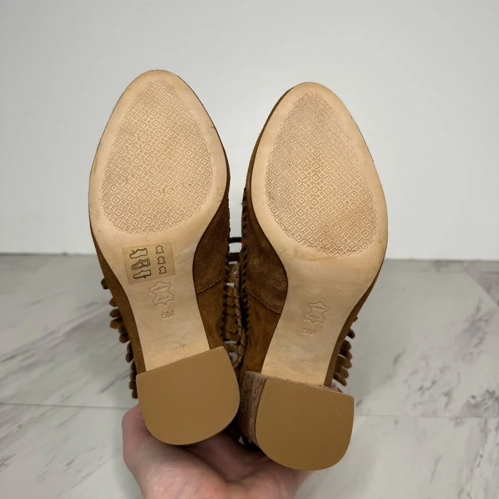 Tory Burch Huntington Fringe Brown Suede Beaded Bootie 5M